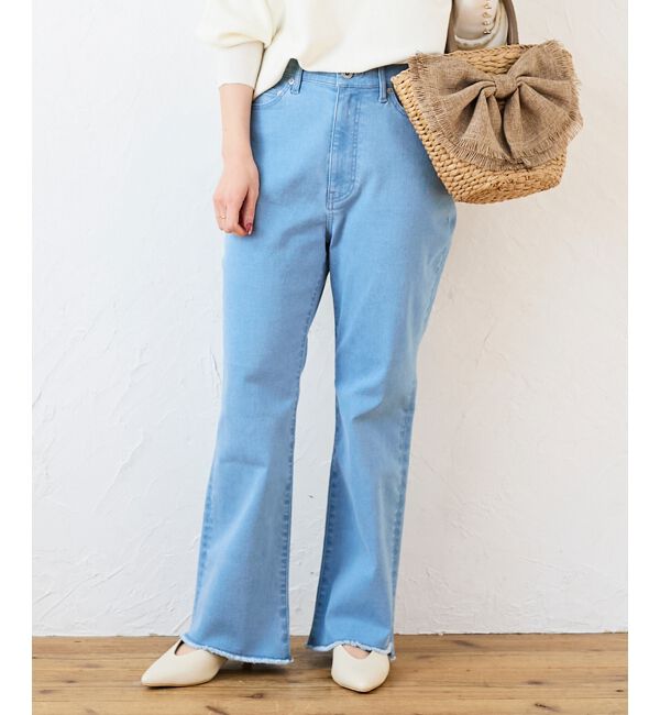  「ストレッチフレアデニムパンツ」|デニム|