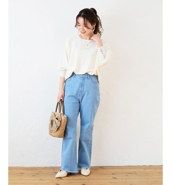 「ストレッチフレアデニムパンツ」|デニム|
