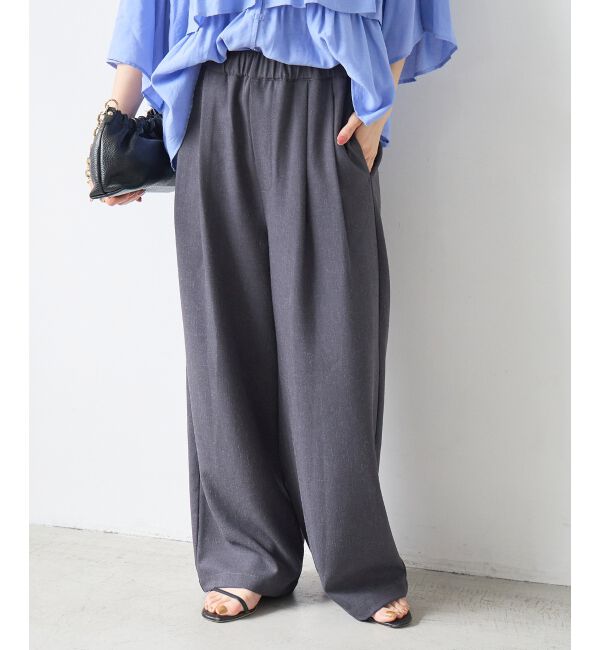 「麻混メランジツータックパンツ」|その他|Ｃ／グレー