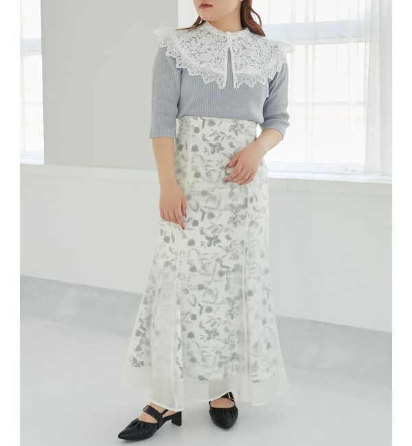 MAJESTICLEGON「レースカラーハーフスリーブニット」|ニット・セーター|