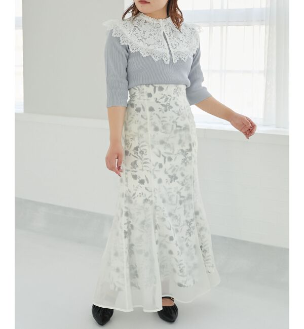 MAJESTICLEGON「レースカラーハーフスリーブニット」|ニット・セーター|