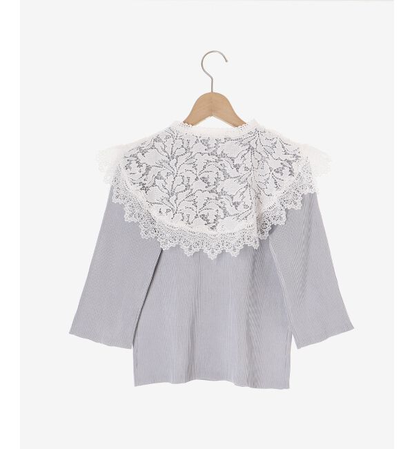 MAJESTICLEGON「レースカラーハーフスリーブニット」|ニット・セーター|