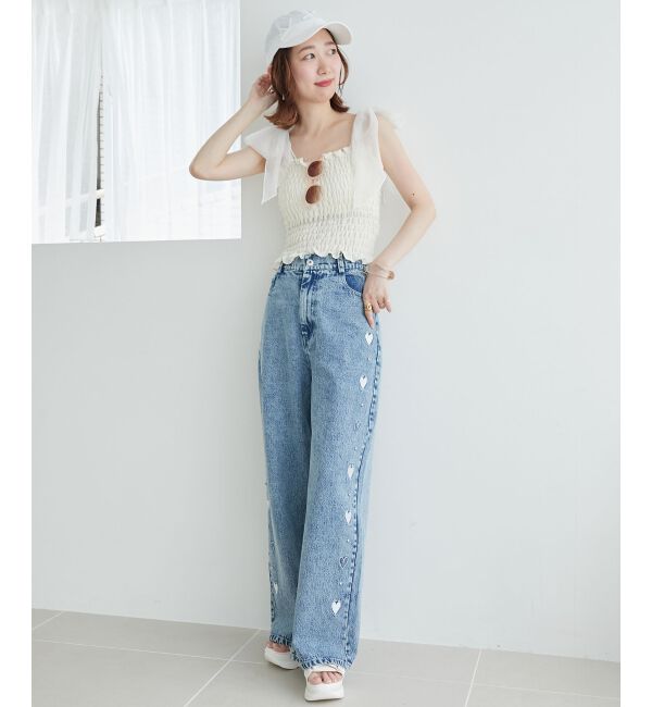 MAJESTICLEGON「カップ付肩リボンシャーリングキャミ」|キャミソール|