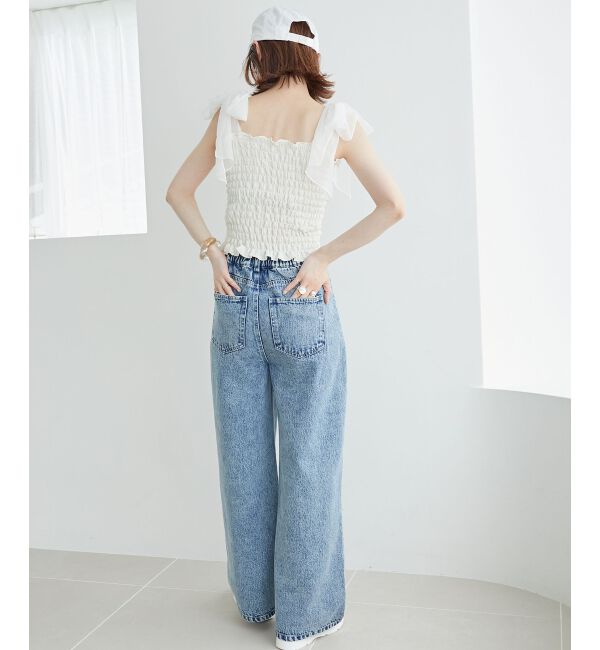 MAJESTICLEGON「カップ付肩リボンシャーリングキャミ」|キャミソール|