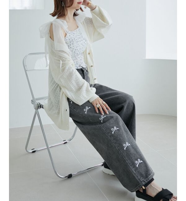 MAJESTICLEGON「カップ付肩リボンシャーリングキャミ」|キャミソール|