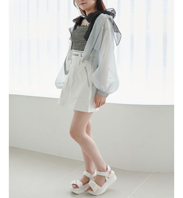 MAJESTICLEGON「カップ付肩リボンシャーリングキャミ」|キャミソール|