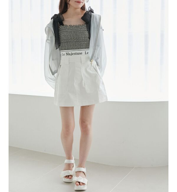 MAJESTICLEGON「カップ付肩リボンシャーリングキャミ」|キャミソール|