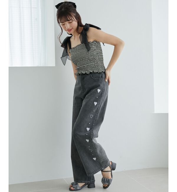 MAJESTICLEGON「カップ付肩リボンシャーリングキャミ」|キャミソール|