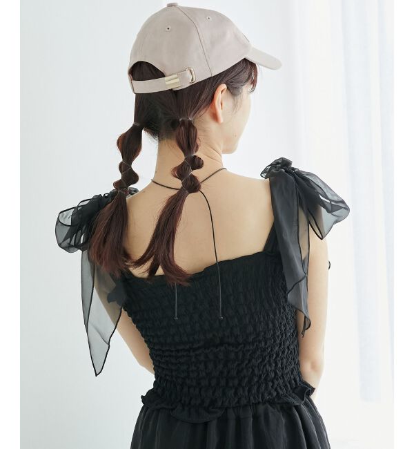 MAJESTICLEGON「カップ付肩リボンシャーリングキャミ」|キャミソール|