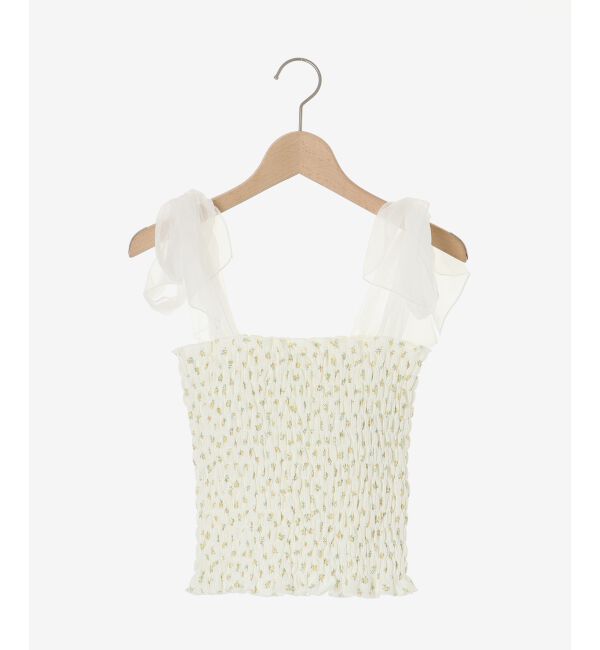 MAJESTICLEGON「カップ付肩リボンシャーリングキャミ」|キャミソール|