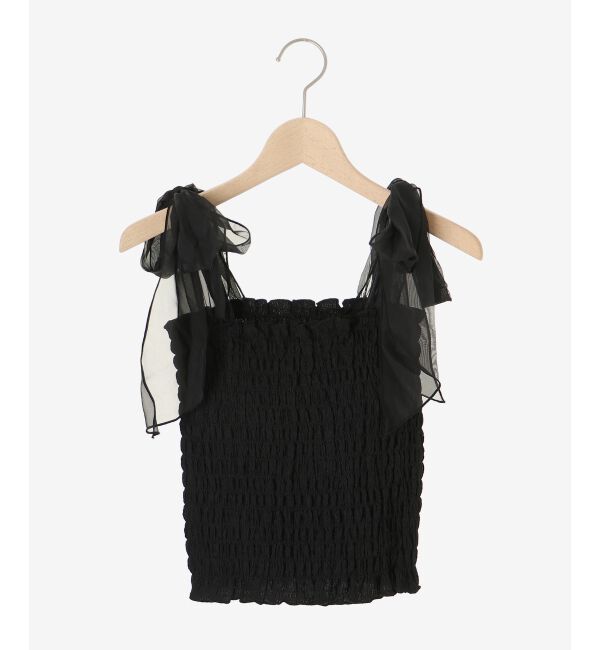 MAJESTICLEGON「カップ付肩リボンシャーリングキャミ」|キャミソール|