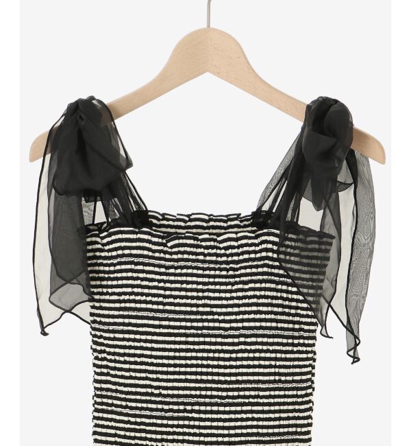 MAJESTICLEGON「カップ付肩リボンシャーリングキャミ」|キャミソール|