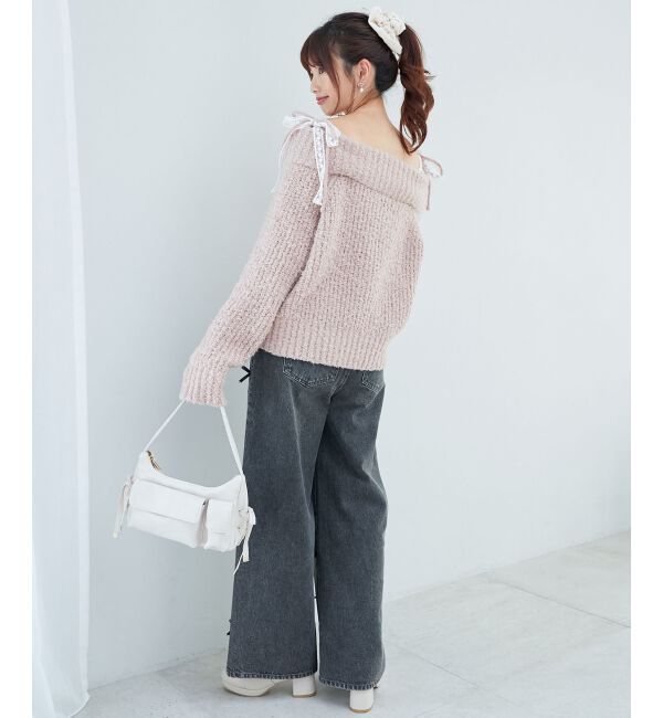  「◎レースリボンオフショルニット」|ニット・セーター|