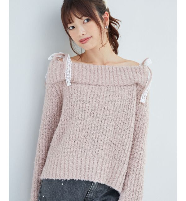  「◎レースリボンオフショルニット」|ニット・セーター|