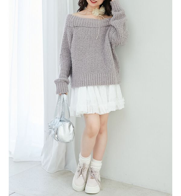  「◎レースリボンオフショルニット」|ニット・セーター|