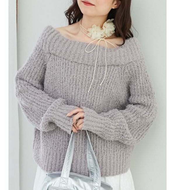  「◎レースリボンオフショルニット」|ニット・セーター|