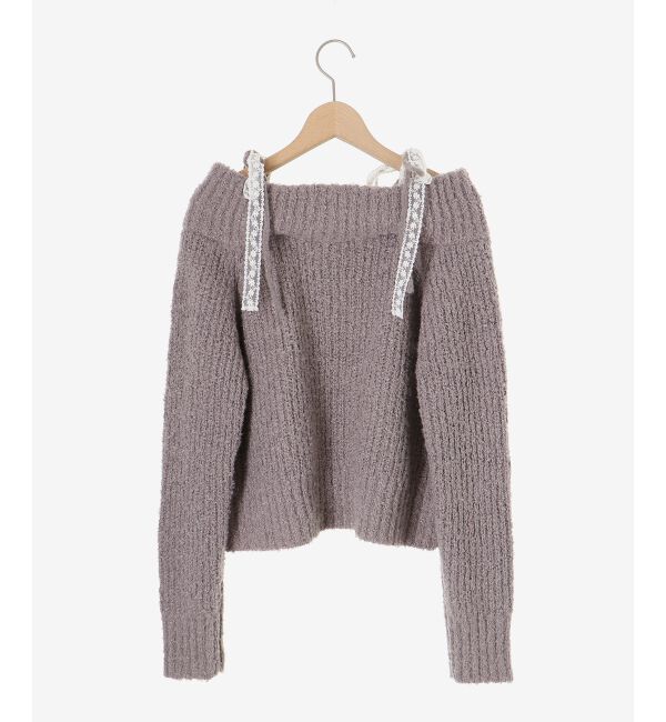  「◎レースリボンオフショルニット」|ニット・セーター|