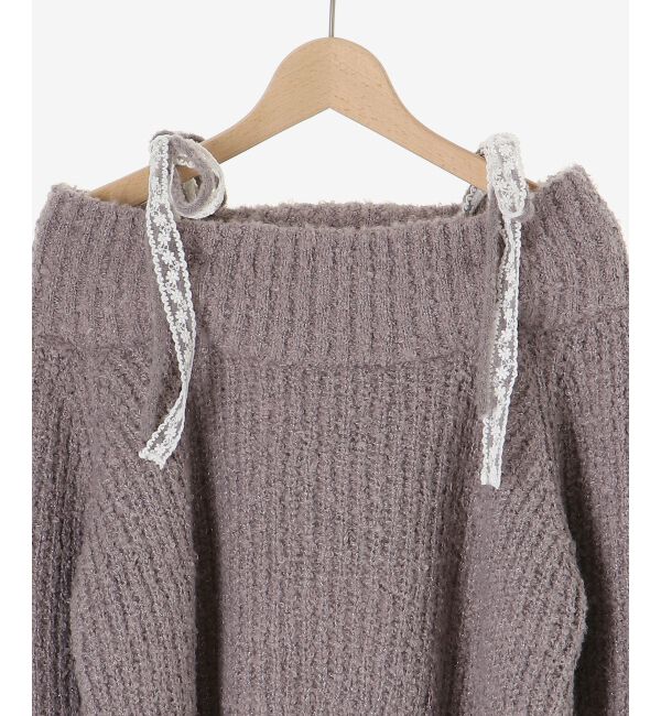  「◎レースリボンオフショルニット」|ニット・セーター|