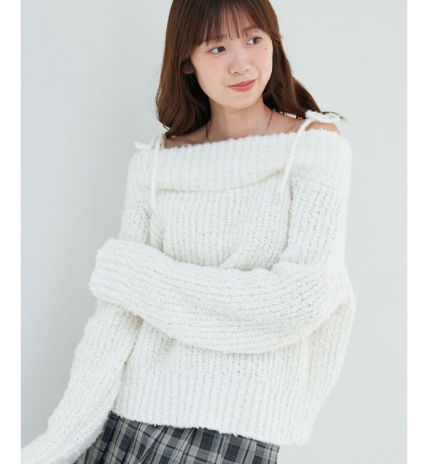  「◎レースリボンオフショルニット」|ニット・セーター|