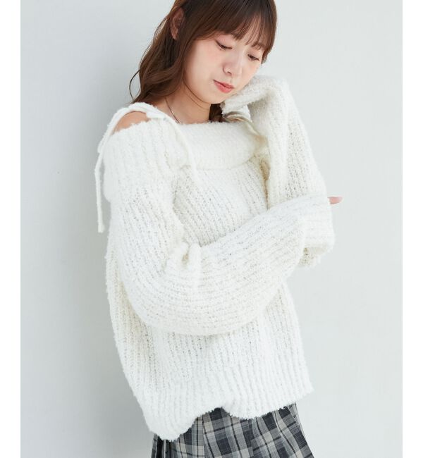  「◎レースリボンオフショルニット」|ニット・セーター|