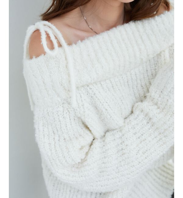  「◎レースリボンオフショルニット」|ニット・セーター|