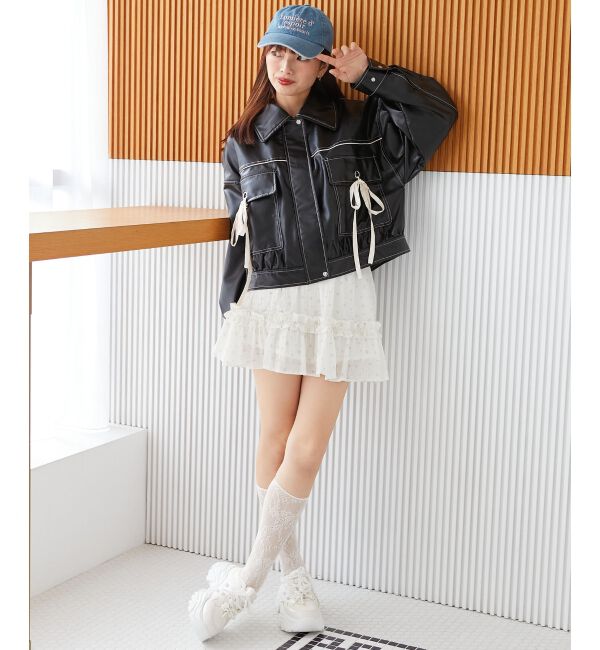 MAJESTICLEGON「2wayリボンバイカラーブルゾン」|ブルゾン・スタジャン|