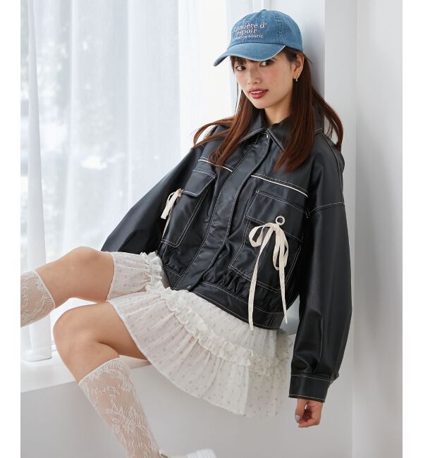 MAJESTICLEGON「2wayリボンバイカラーブルゾン」|ブルゾン・スタジャン|