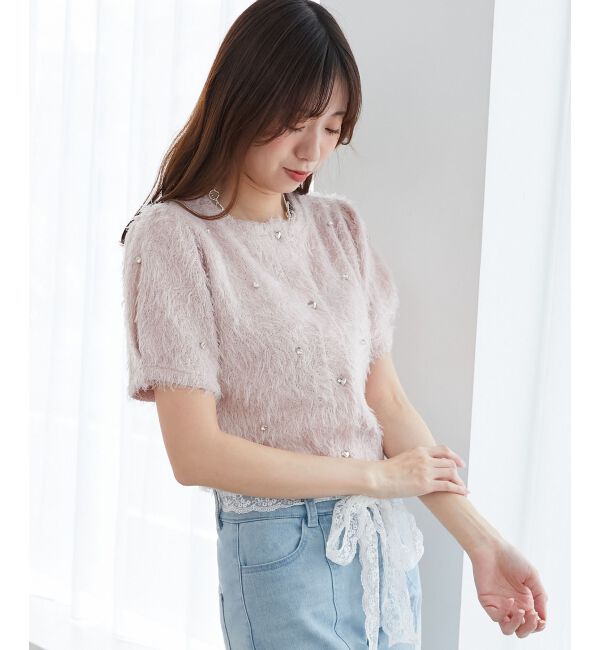  「☆ふわふわビジュートップス」|Tシャツ・カットソー|