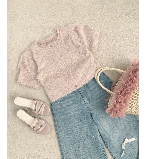  「☆ふわふわビジュートップス」|Tシャツ・カットソー|