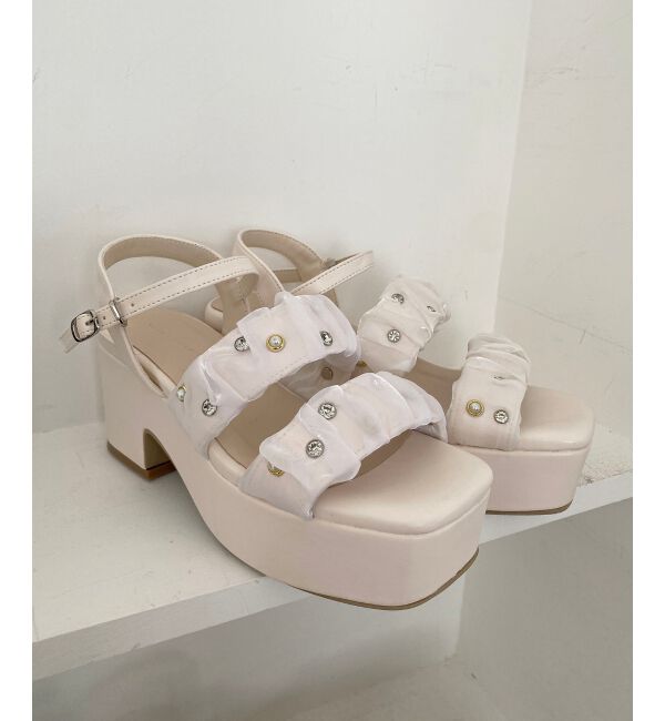  「シアービジュー厚底サンダル」|サンダル|