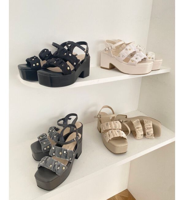  「シアービジュー厚底サンダル」|サンダル|