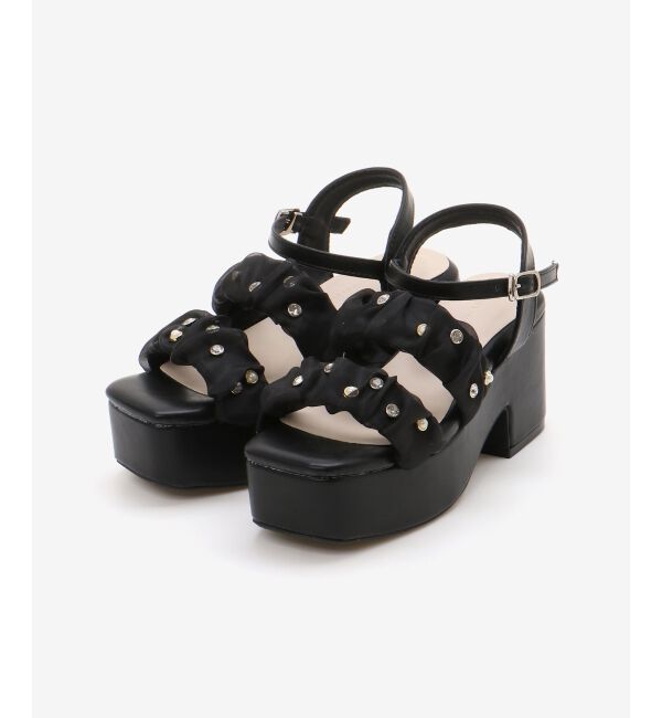  「シアービジュー厚底サンダル」|サンダル|