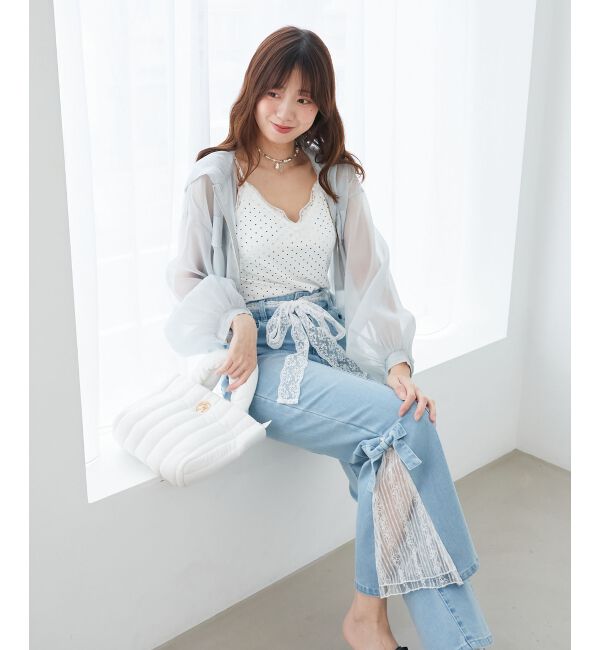  「カップ付きローズリボンキャミ」|キャミソール|