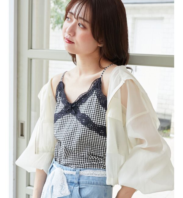  「カップ付きローズリボンキャミ」|キャミソール|