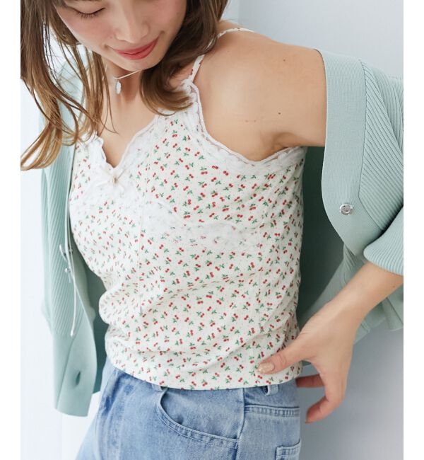  「カップ付きローズリボンキャミ」|キャミソール|