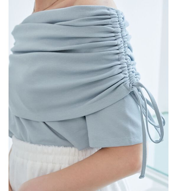  「サイドドロストオフショルカットトップス」|Tシャツ・カットソー|