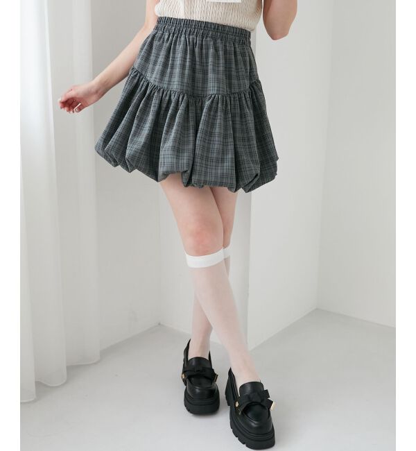  「バルーンミニスカパン」|スカート|グレー柄
