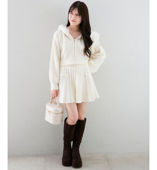  「キラキラフード付きニットパーカー」|パーカー|