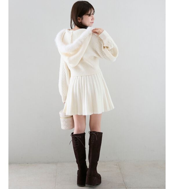  「キラキラフード付きニットパーカー」|パーカー|