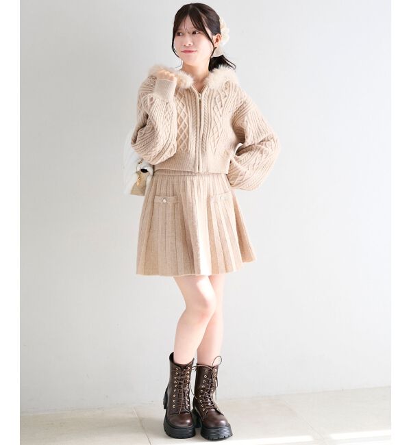  「キラキラフード付きニットパーカー」|パーカー|