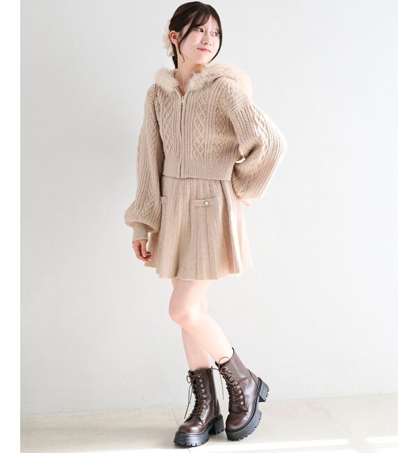  「キラキラフード付きニットパーカー」|パーカー|