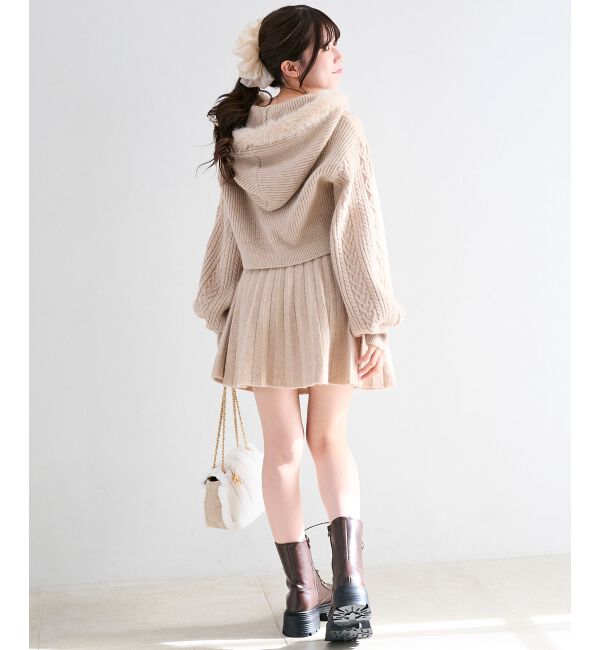  「キラキラフード付きニットパーカー」|パーカー|