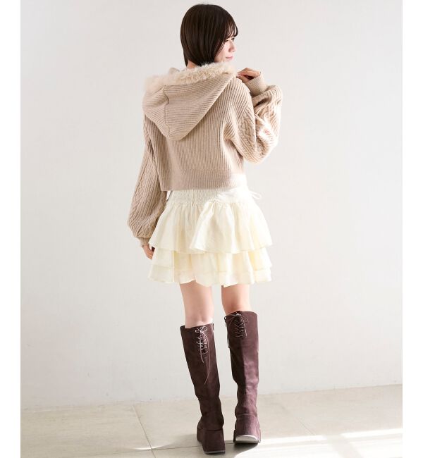  「キラキラフード付きニットパーカー」|パーカー|