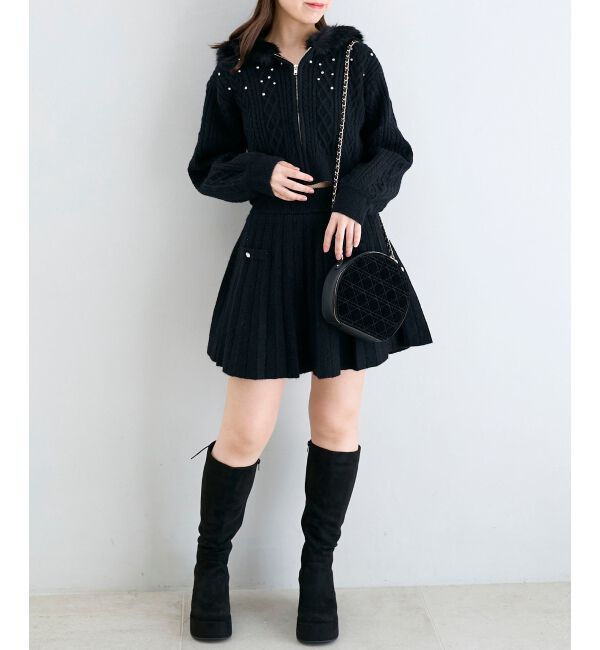  「キラキラフード付きニットパーカー」|パーカー|