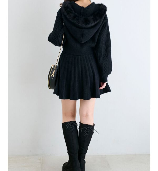  「キラキラフード付きニットパーカー」|パーカー|