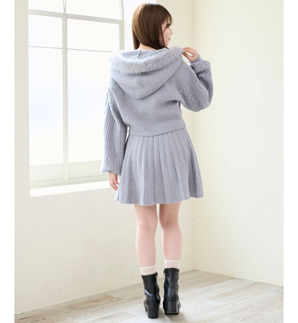  「キラキラフード付きニットパーカー」|パーカー|