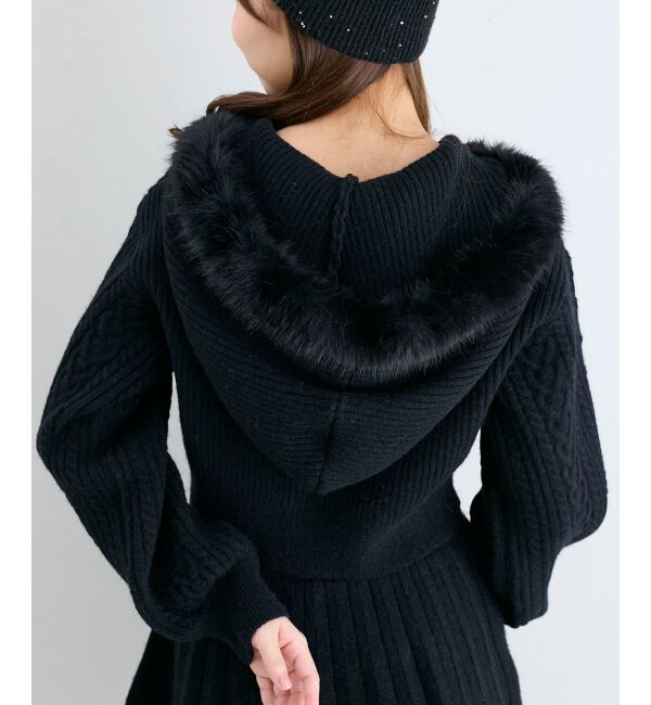  「キラキラフード付きニットパーカー」|パーカー|