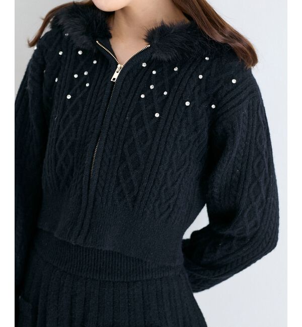  「キラキラフード付きニットパーカー」|パーカー|