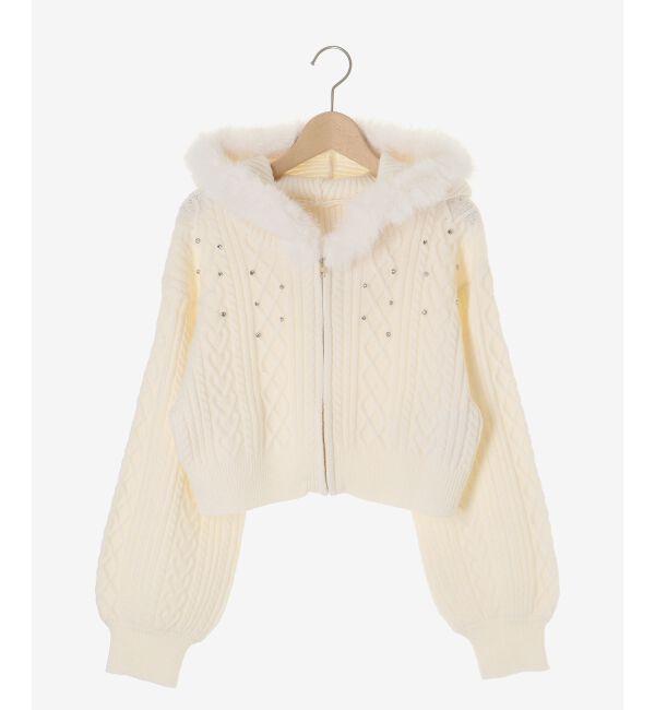  「キラキラフード付きニットパーカー」|パーカー|