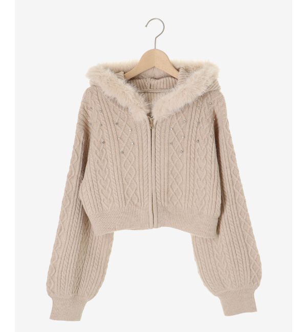  「キラキラフード付きニットパーカー」|パーカー|